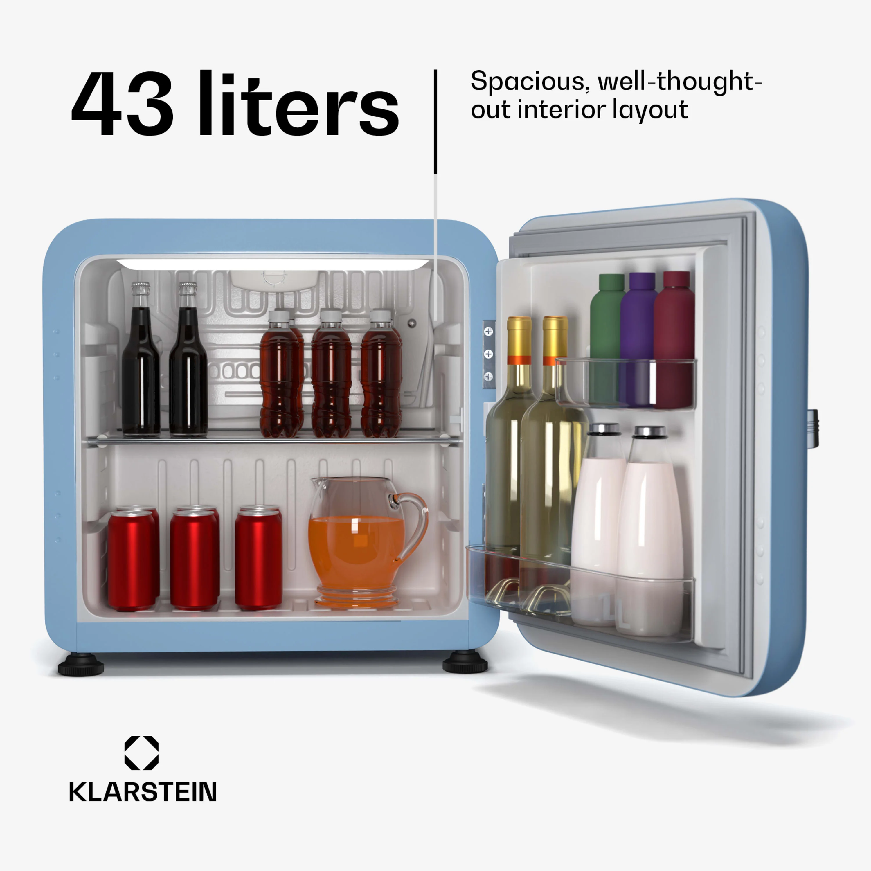 Audrey Evo Mini Koelkast 43L | Blauw