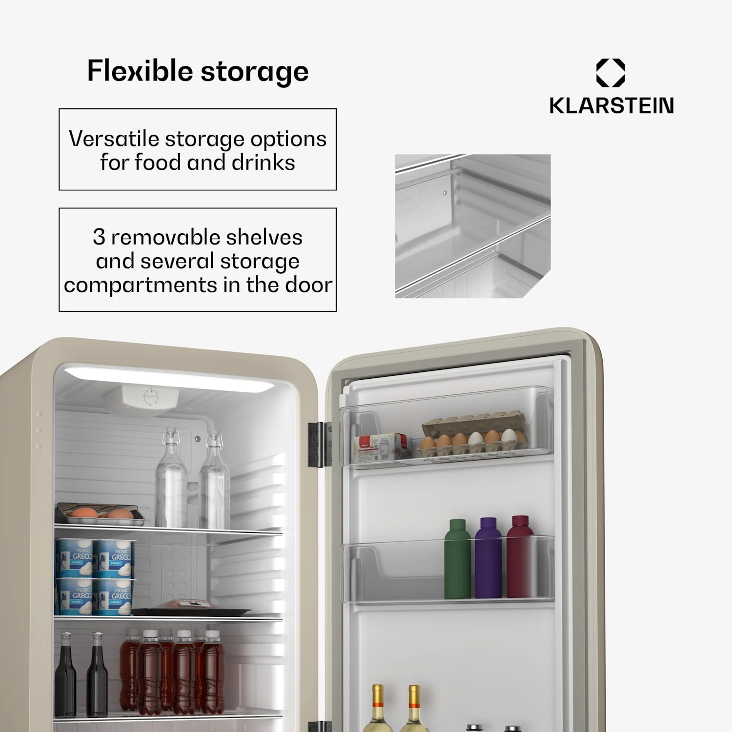 Audrey Retro Evo koelkast | Crème