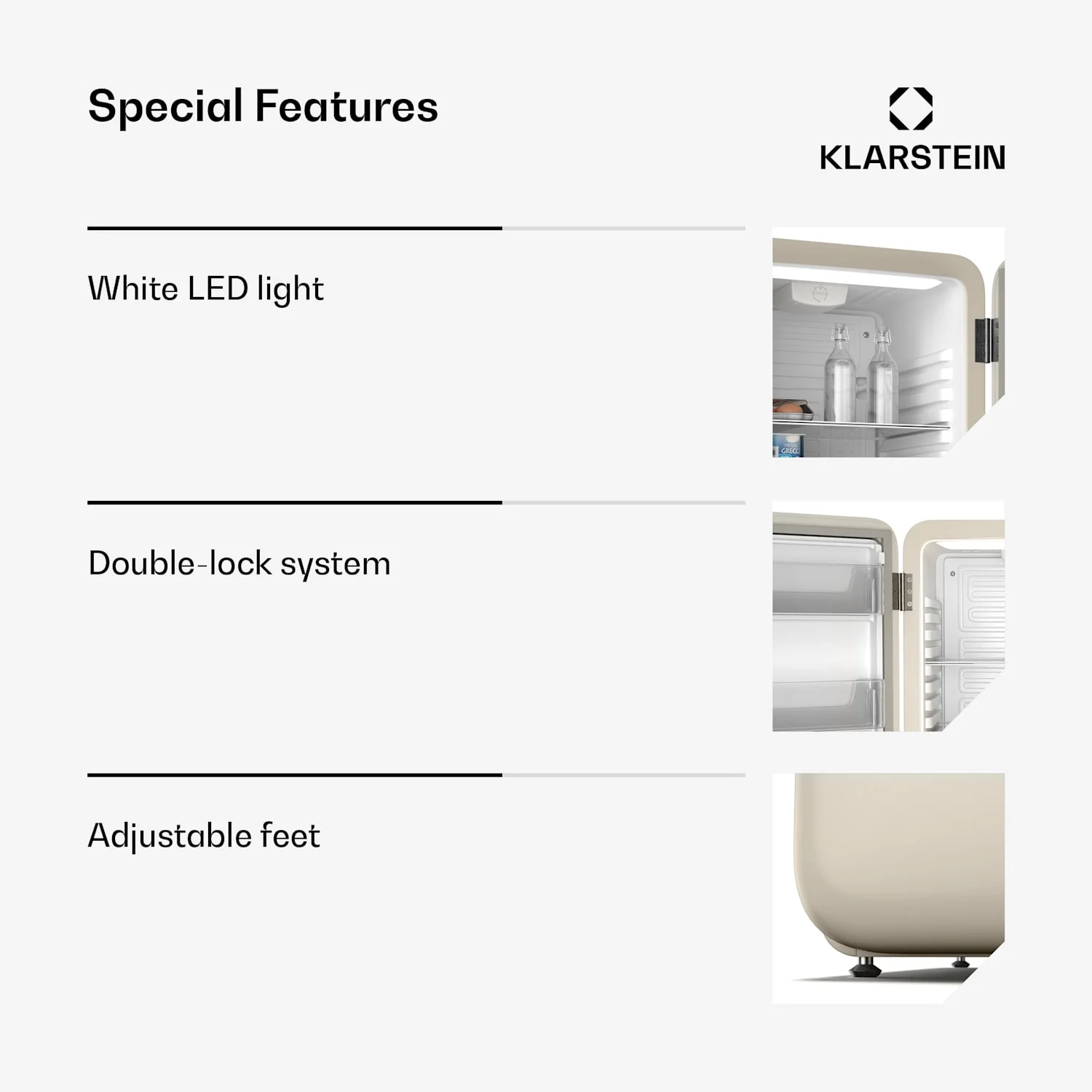 Audrey Retro Evo koelkast | Crème