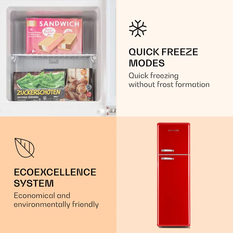 Audrey Retro koelkast koel-diepvriescombinatie | Rood