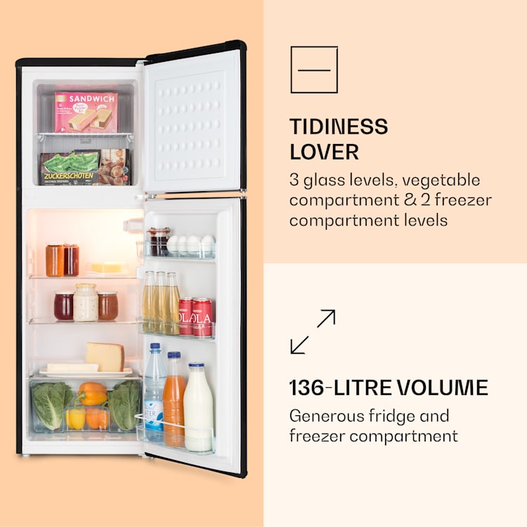 Audrey koelvriescombinatie 129cm | Zwart